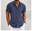Men's Solid Color Loose Linen Short-sleeved shirt
