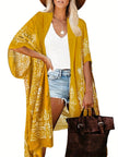 Spring Summer Printed Sun Protection Beach Kimono Cardigan Blouse top Women