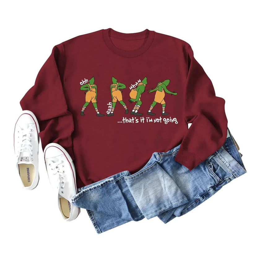 Women's Christmas Printed Long Sleeved  Pullover Sweatshirt