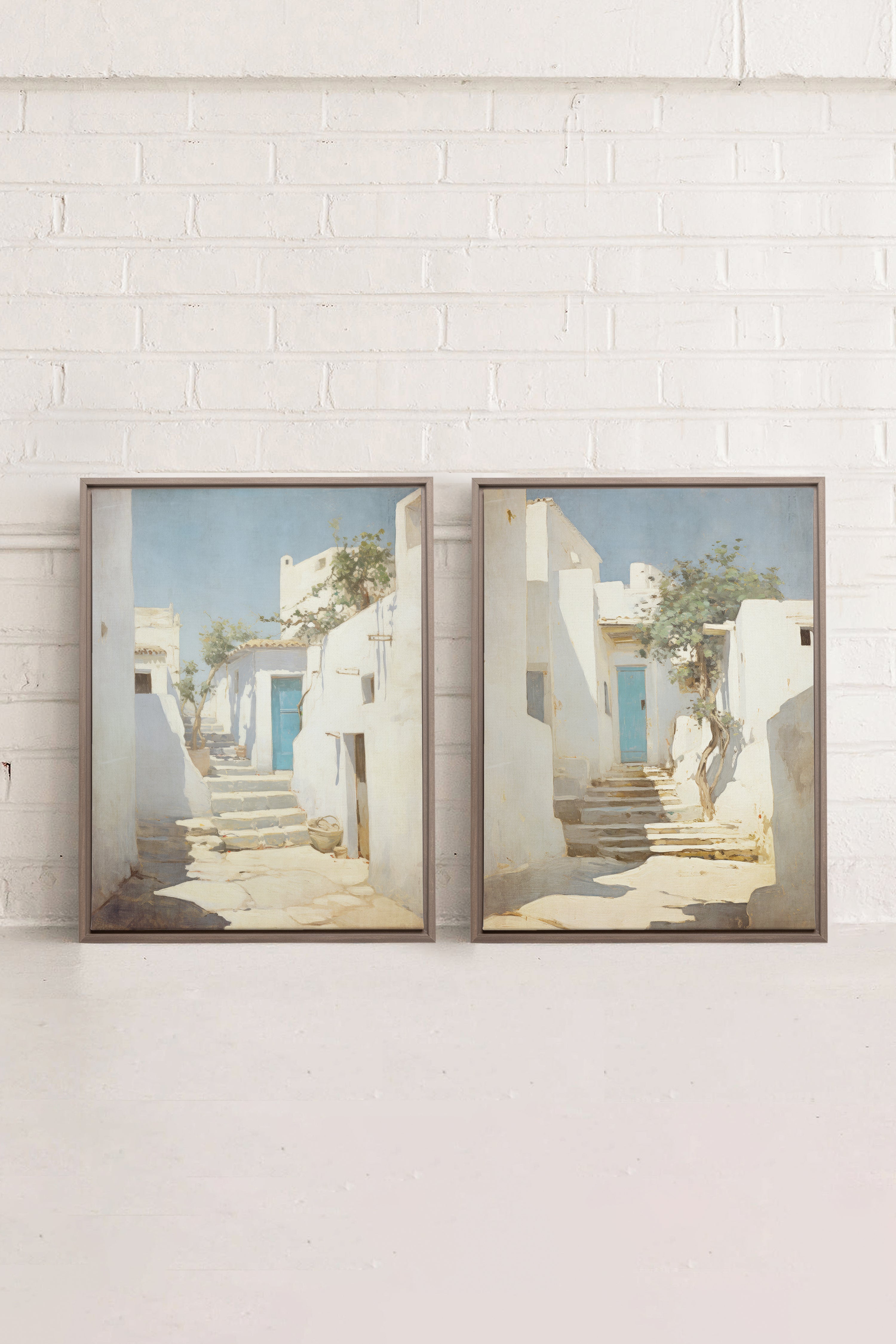 COMBINAISON VINTAGE GREEK VILLAS (2 Oeuvres sur toile étirée)