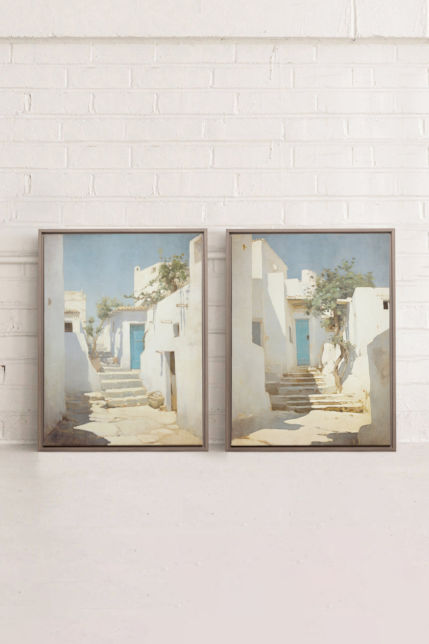 COMBINAISON VINTAGE GREEK VILLAS (2 Oeuvres sur toile étirée)