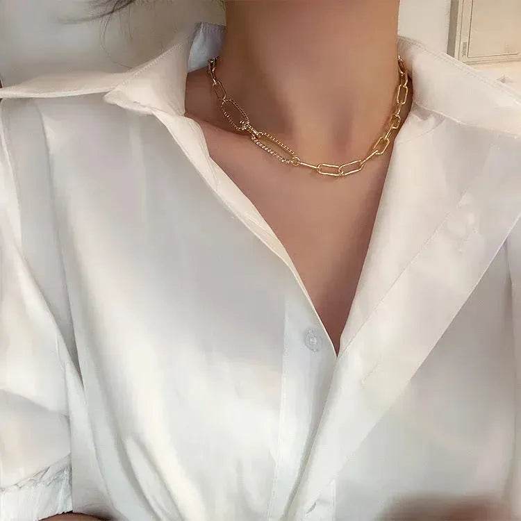 Cold Wind Zircon Gold Chain Necklace for women