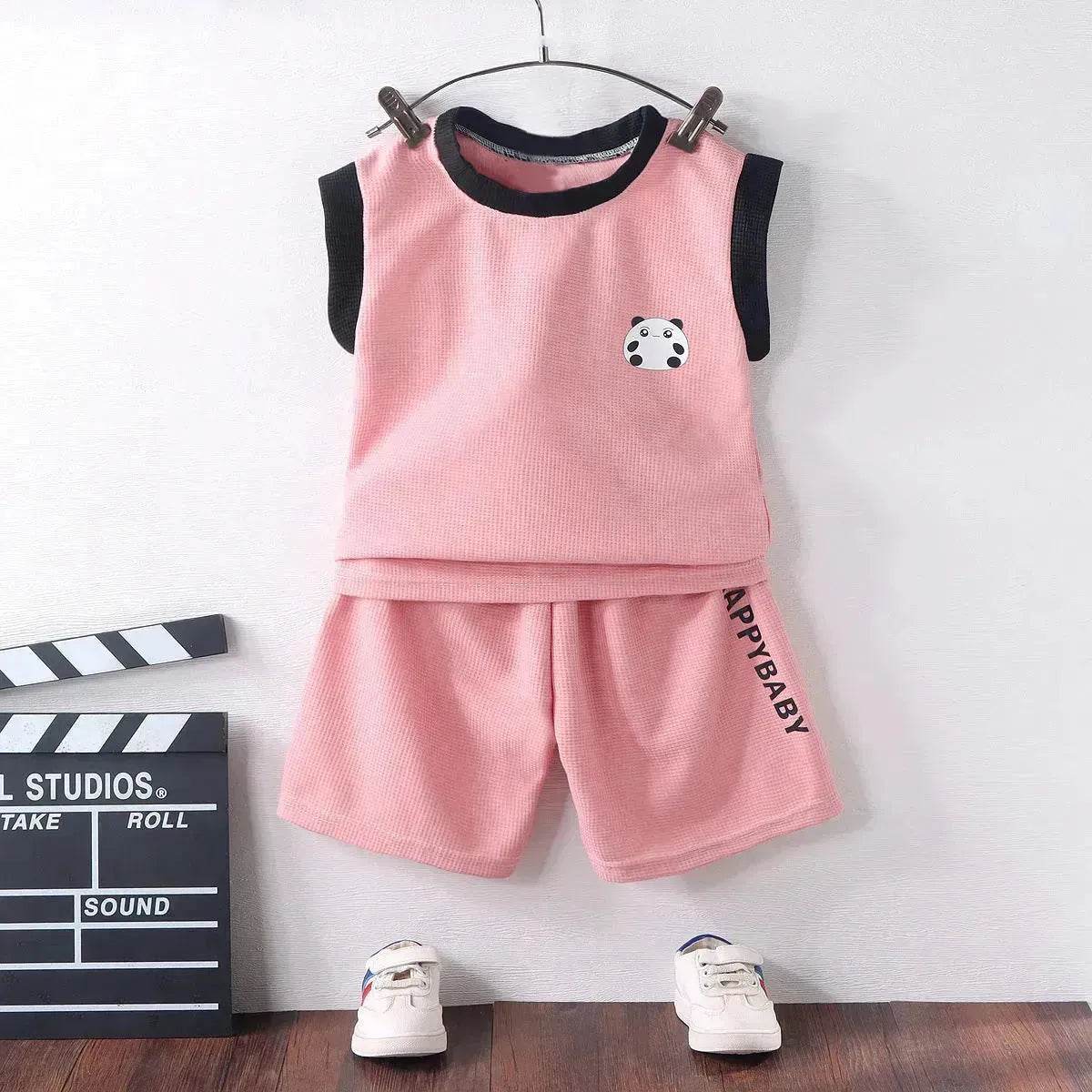 Children's Vest Suit Western Style Sleeveless Waffle two piece for boys casual wears for boys.