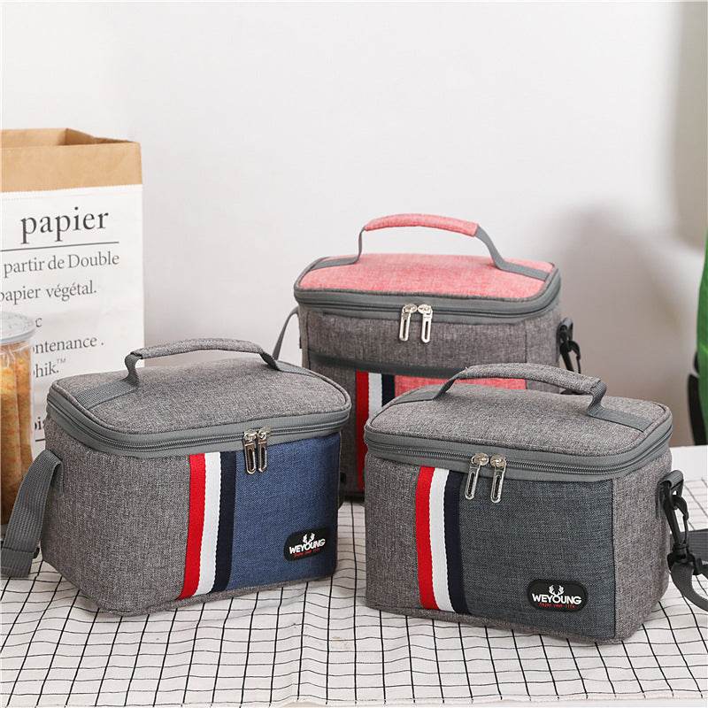 Striped Insulated Lunch Bag – Korean-Style Cloth Tote