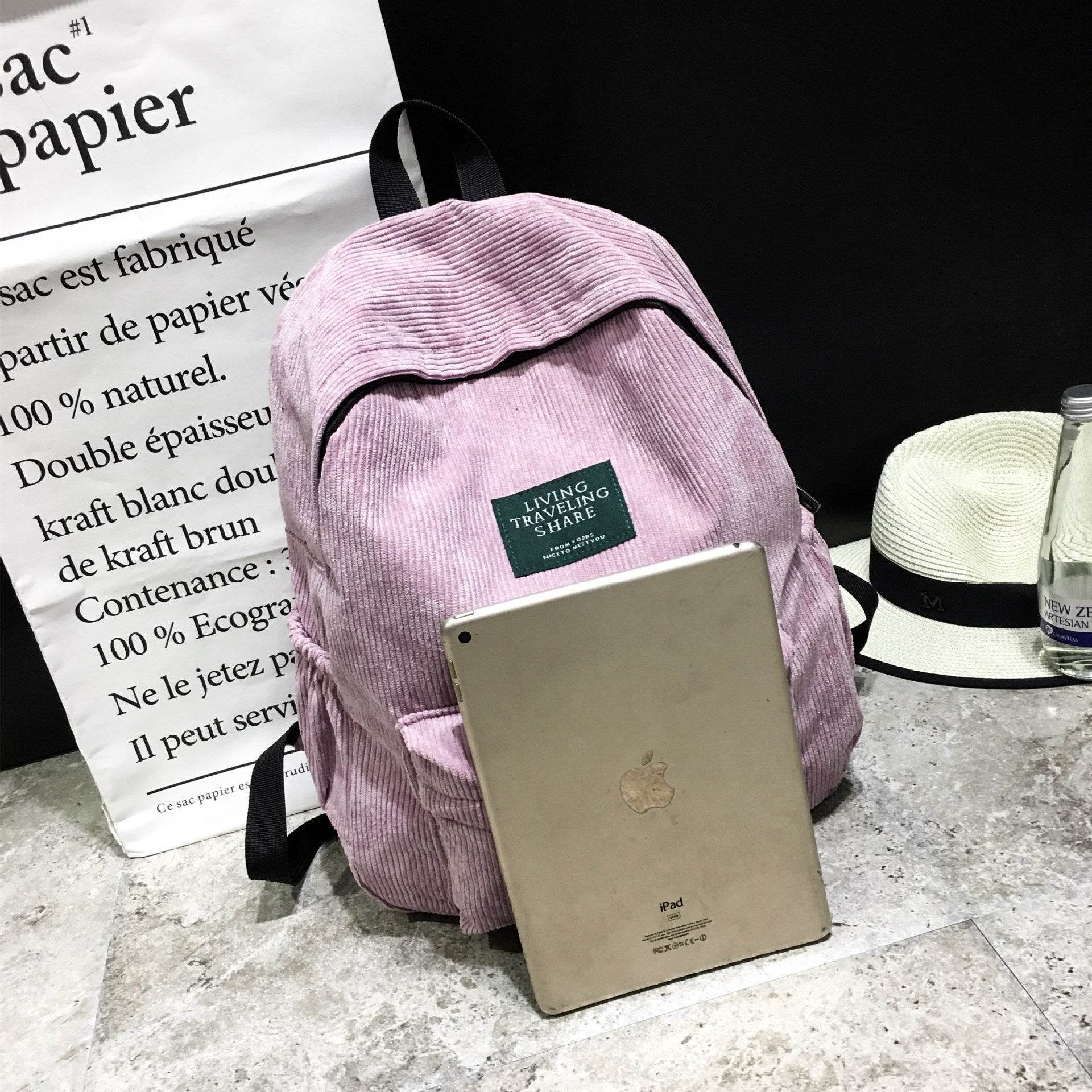 Mini School Bag Corduroy Small Canvas Backpack