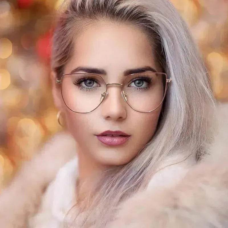 Women's Plate Anti-Blue Light Glasses – Fashion Metal Large Frame