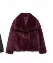 Winter Plush Open front Coat Thick lapel Outwear Faux Fur Coat women
