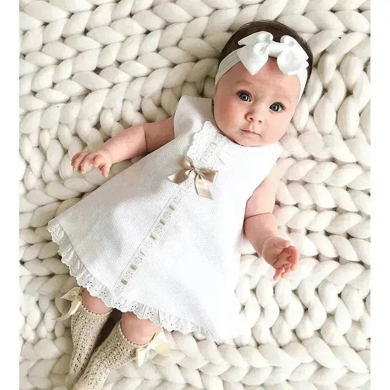 Girls baby sleeveless bow skirt Dress Christening Dress Baby girl Dress Baptism Gown