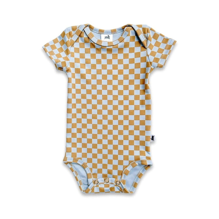 Baby Short Sleeve Bamboo Onesie | Orange Smilies