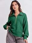Women's Half Zipper Pullover Long Sleeve Sweatshirt