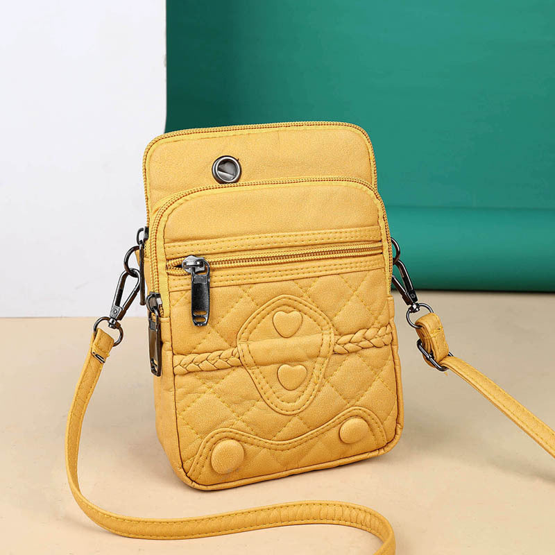 Quilted PU Crossbody Shoulder Bag for Women – Mini Zip Purse in 4 Colours
