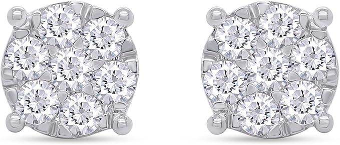 SAVEARTH DIAMONDS Carat Round Cut Lab Created Moissanite Diamond Cluster Stud Earrings In 14k Gold Over Sterling Silver Jewelry For Women