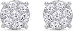 SAVEARTH DIAMONDS Carat Round Cut Lab Created Moissanite Diamond Cluster Stud Earrings In 14k Gold Over Sterling Silver Jewelry For Women