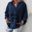 Casual Summer Cotton blend pocket women blouse  top