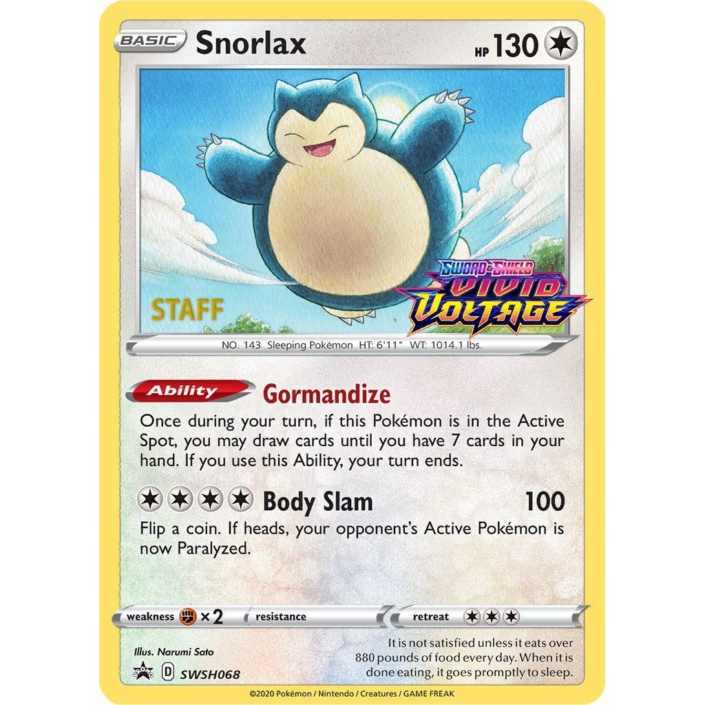 Snorlax - SWSH068 (Prerelease) [Staff] (SWSH068) (SWSD)