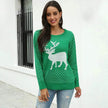 Fawn Reindeer jacquard christmas sweater Round neck women