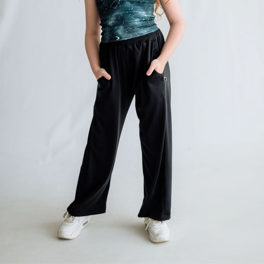 Youth Bamboo Wide Leg Pants | Black