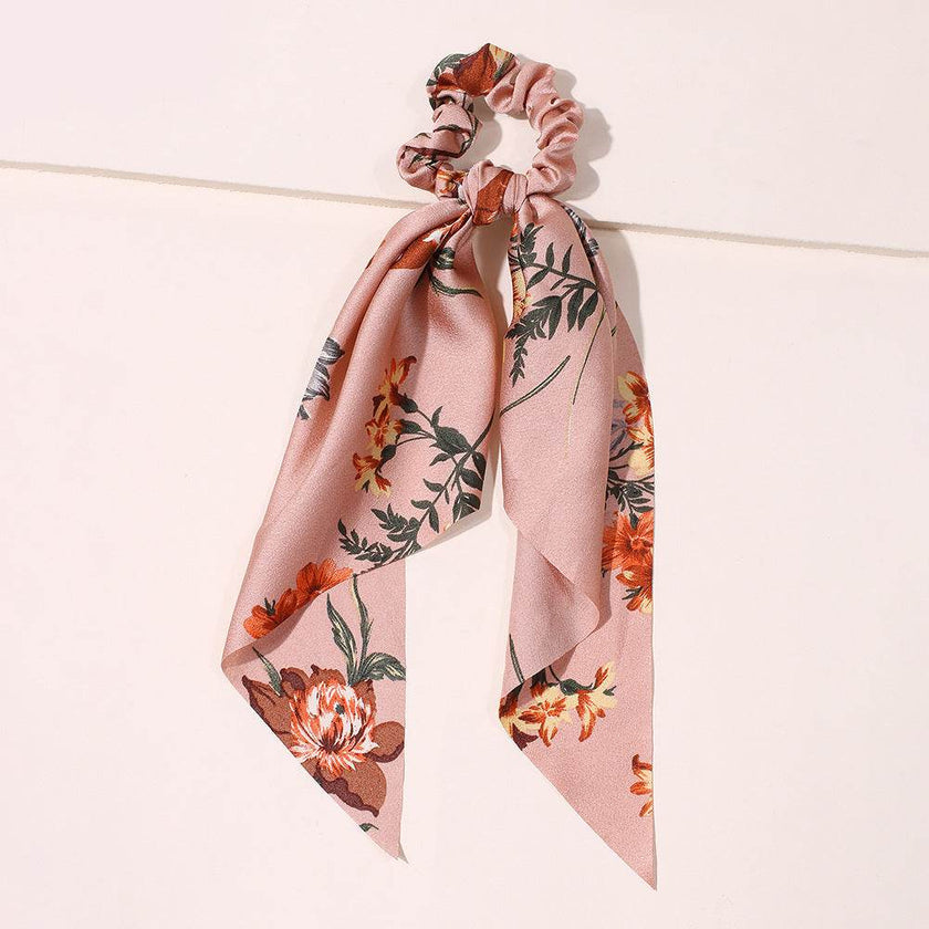 Cute Hair Silk Bow Scrunchie Vintage Satin Scarf Scrunchie