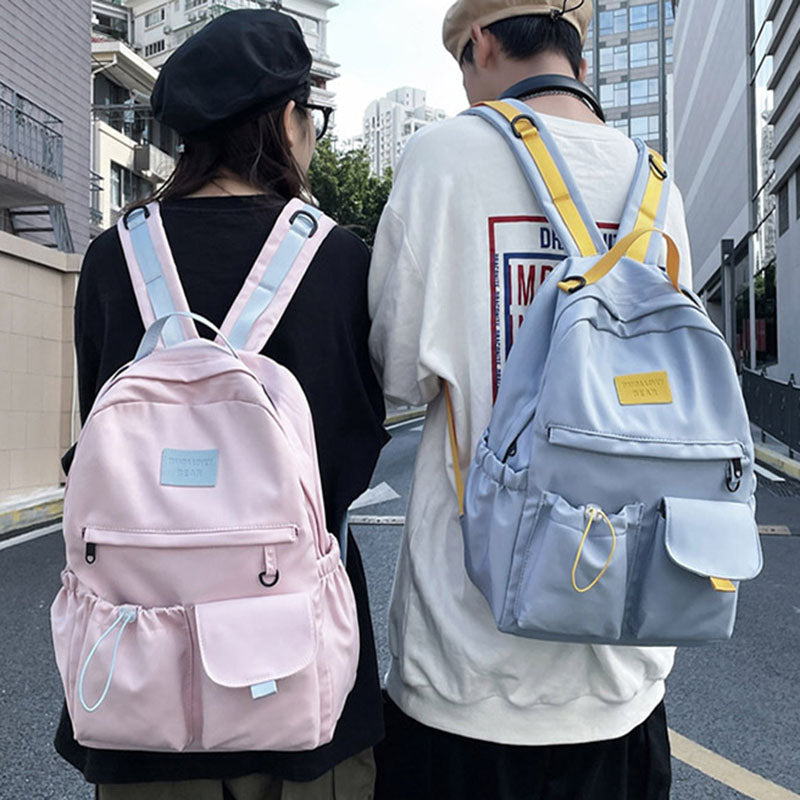 Waterproof Nylon School Backpack – Large Capacity Student Bag (Black, Blue, Pink, White)