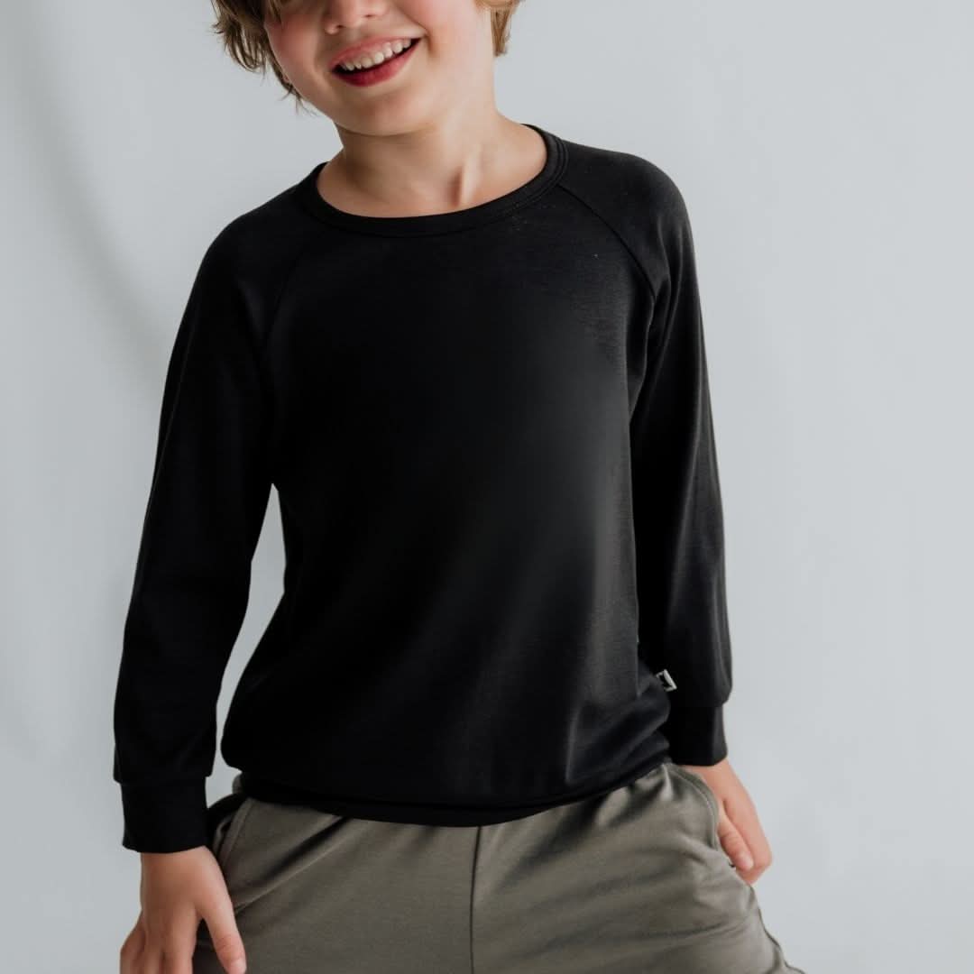 Youth Bamboo Raglan Pullover | Black