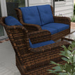 4 Piece Rattan Patio Furniture Set, Conversation Set with Swivel Glider Chairs Table Loveseat for Garden, Patio, Blue