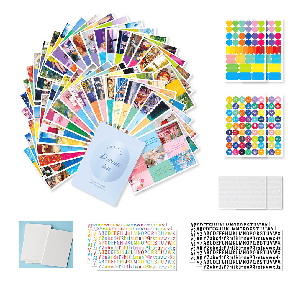 Vision Board Dream List Book Kit – Inspirational Sticker & Photo Card Set