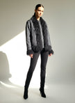 Y2K Suzy Shier Faux Fur Trim Black Jacket