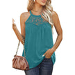 Women's Sleeveless Lace Cotton Top – Loose Fit Halter Neck Summer Blouse in 7 Colours
