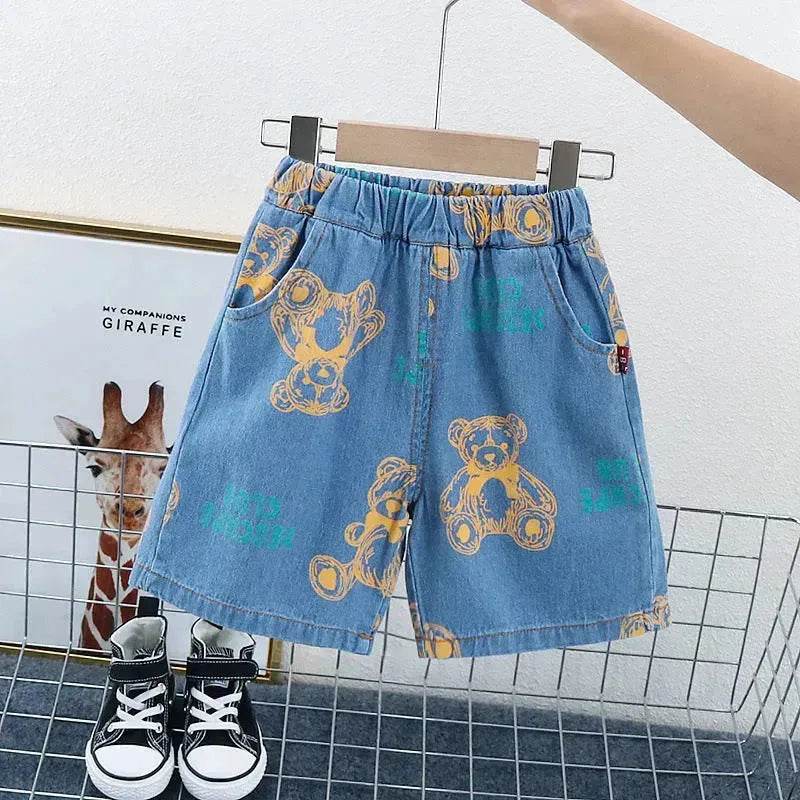 Denim Short Sleeve Shirt Outfit Trendy Handsome Clothes Boys Denim two piece for boys