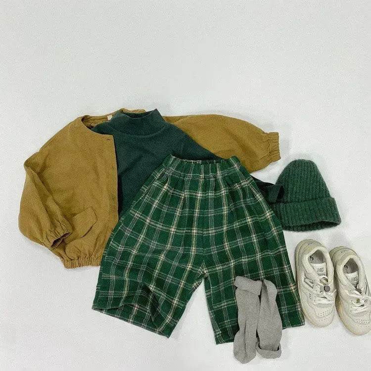 Fashion Personality Children's Plaid Stylish Pants Short pant for Boys
