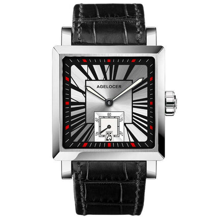 Men's Leather Watch Automatic Mechanical Waterproof Dress Watch