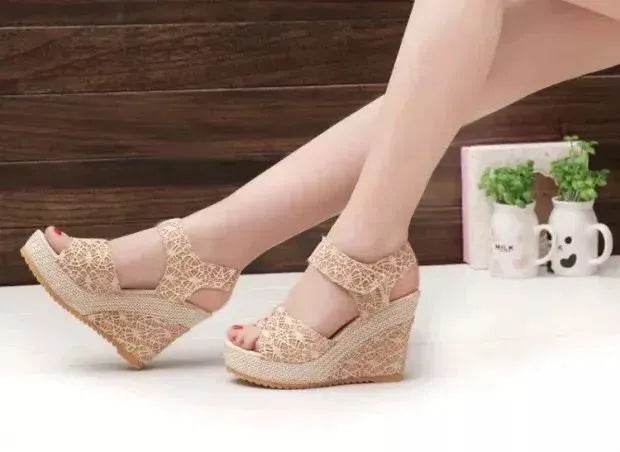 Platform High Wedge Sandals Plain Work sandals for women
