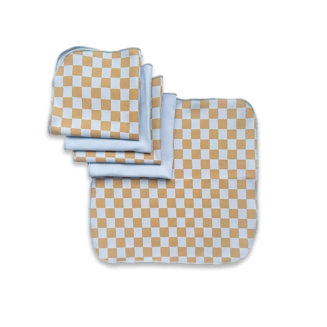 Bamboo Baby Washcloths (Pack Of 5) | Blue Checkers
