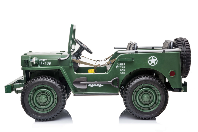 24V Army Jeep 3 Seater DELUXE Kids Ride On Car with Remote Control