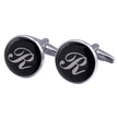 Men's Black Round Enamel Initial Letter Cufflinks – Brass & Crystal Formal Cufflinks A–Y | Canada & USA