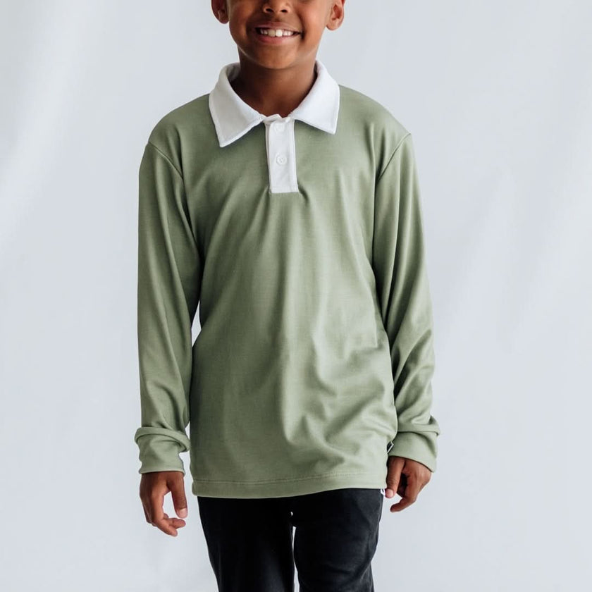 Youth Bamboo Rugby Style Shirt | Sage