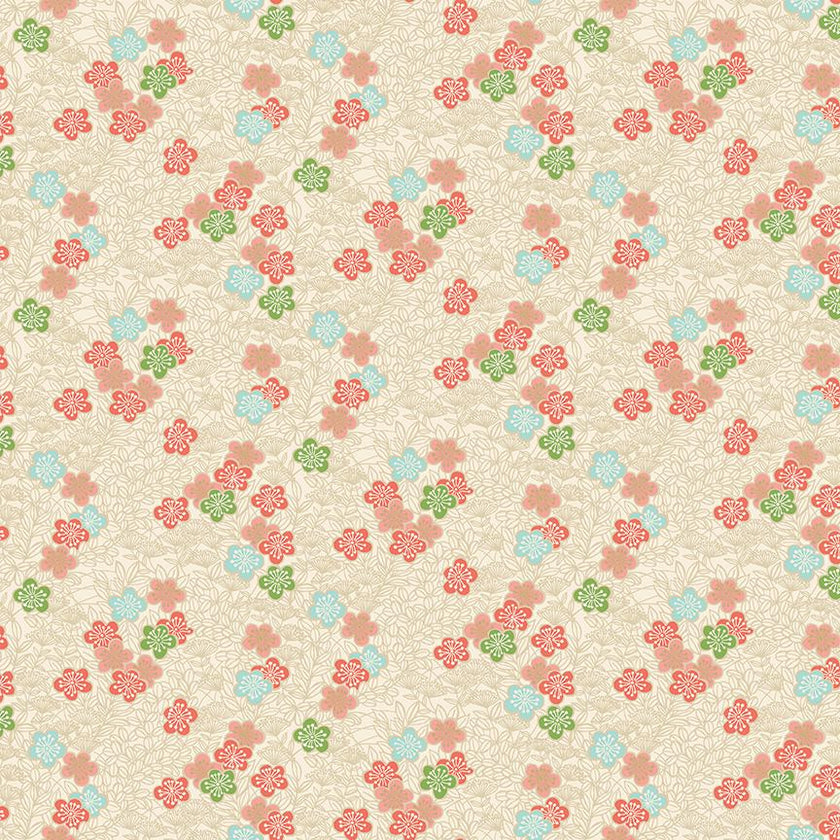 Makower UK: Michiko - Bushclover - Cream/Metallic