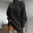 Winter Solid Mini Jumper Dress Turtleneck Sweater Dress