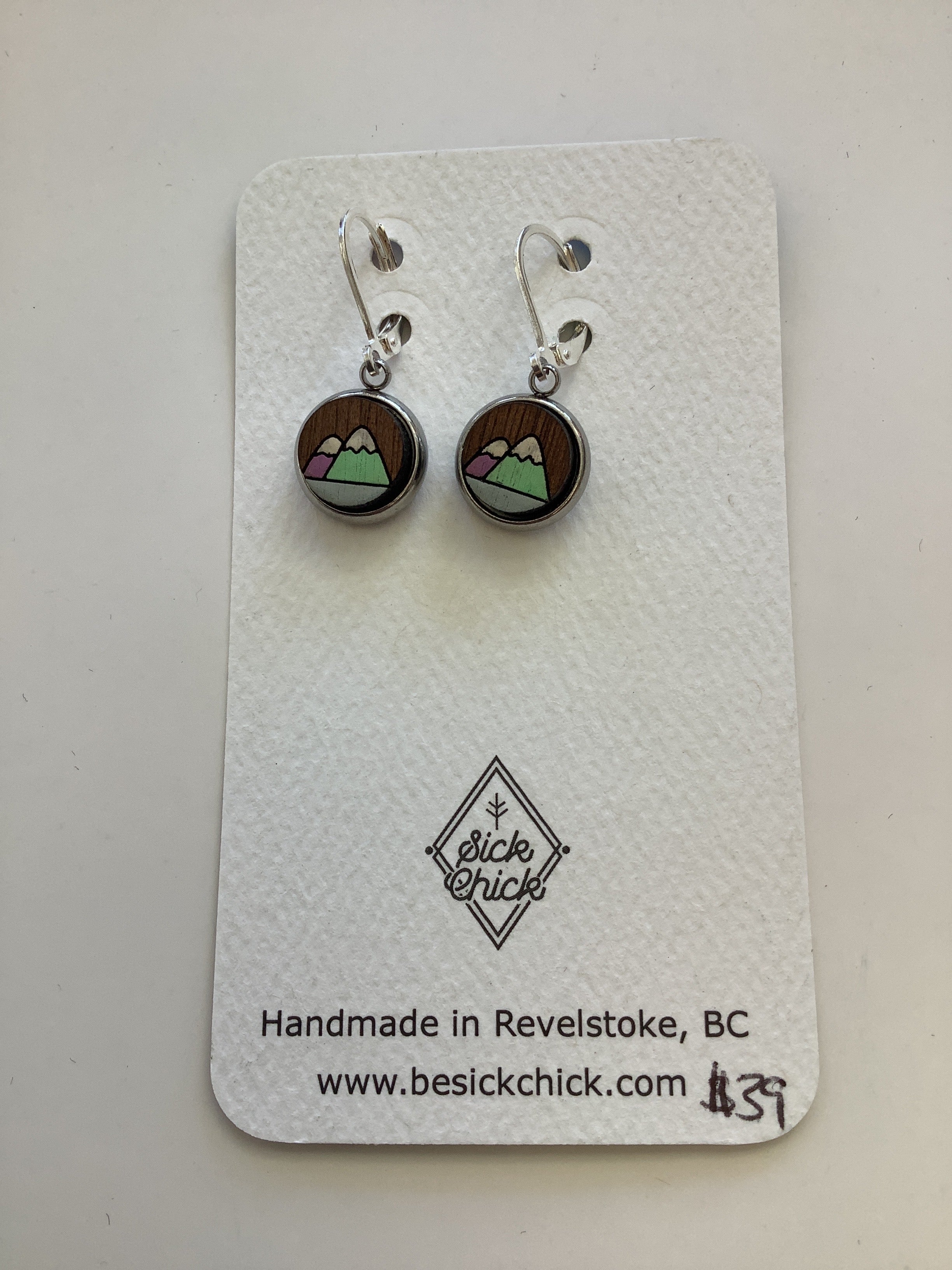 Green+Purple Mountains Dangle Earrings - Sick Chick (Revelstoke, BC)