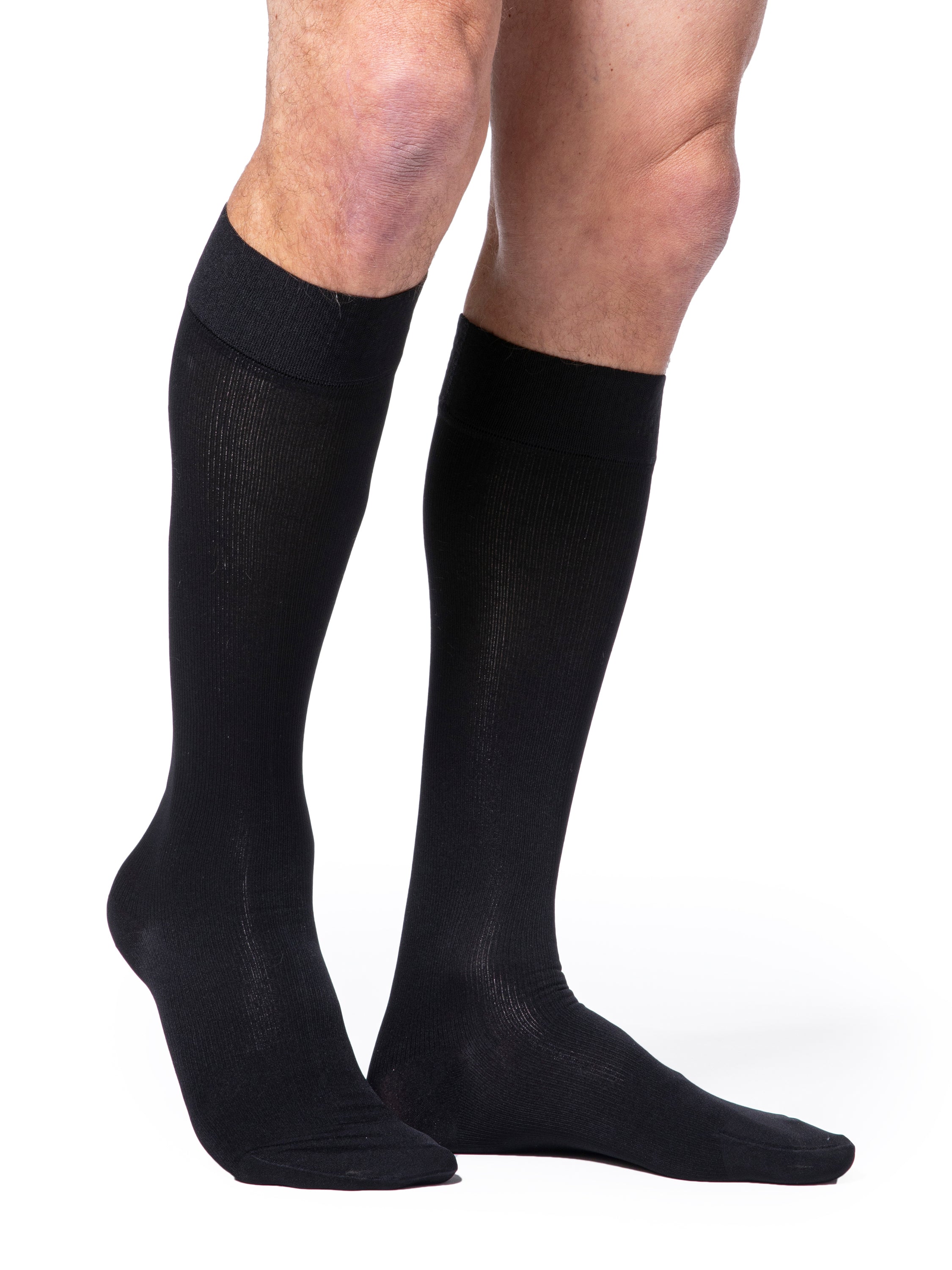 Sigvaris Men's Essential Cotton Calf with Grip-Top 30-40mmHg Men's Closed Toe