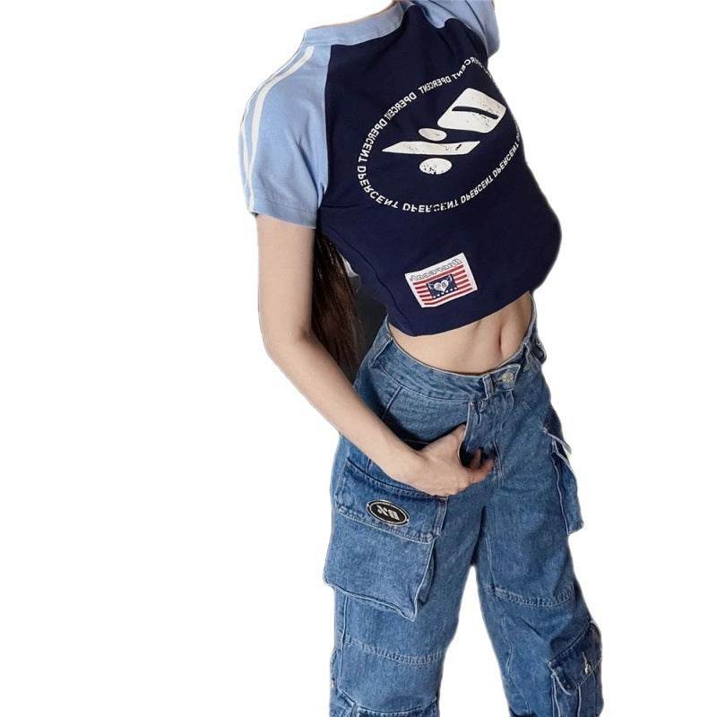 Blue Denim Pant Baggy Boyfriend Cargo Jeans for Women
