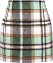 Women's High Waist Plaid Tight Pencil Wool Mini Skirt
