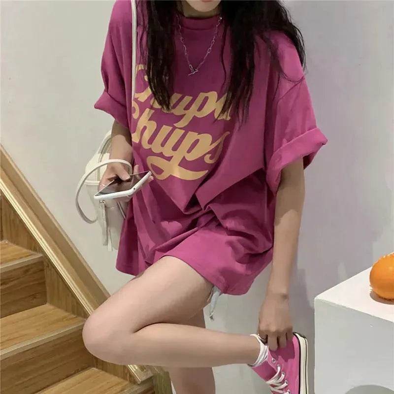 Street Fashion Oversized women round neck polo y2k fashion