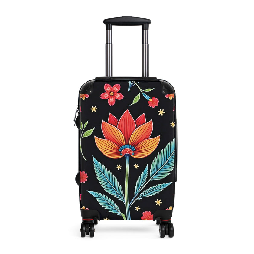 Floral Carry-On Suitcase – Vibrant Lotus & Leaves Travel Luggage