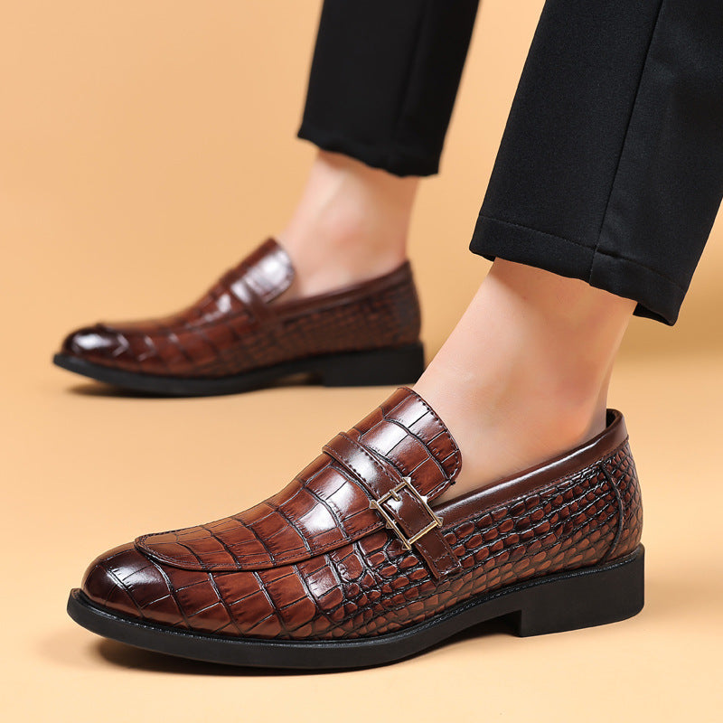 Men's Crocodile Pattern Business Dress Shoes – Height-Increasing PU Leather