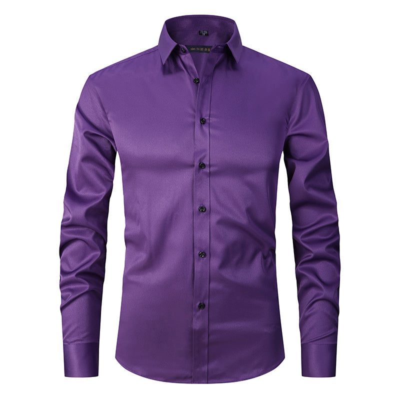 Men's Long Sleeve Business Casual Shirt – Loose Fit, 10 Colors, S–8XL | Canada & USA
