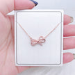 Women's Bow Tie Pendant Collarbone Necklace – Rose Gold & White Gold