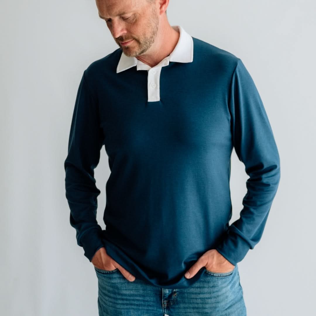 Unisex/Men's Bamboo Rugby Style Shirt | Navy
