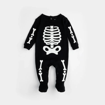 Skeleton Glow in the Dark Print on Black Sleeper | Petit Lem