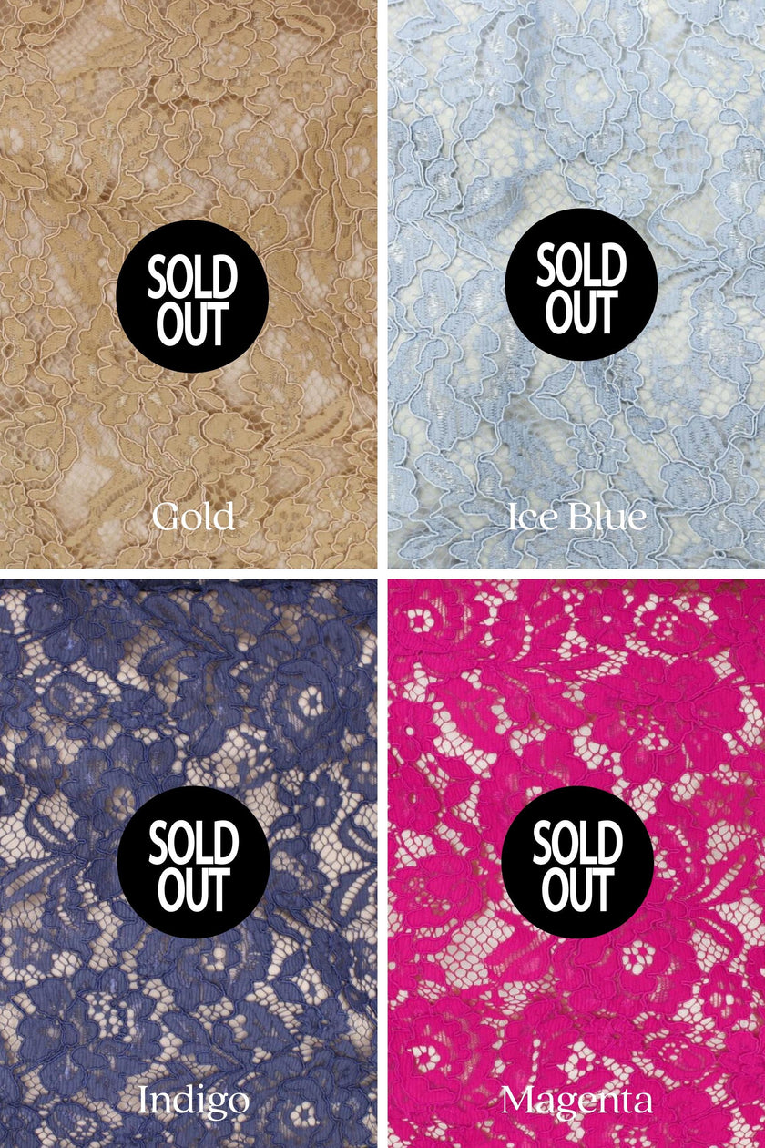 Floral Cotton Blend Lace Fabric: 54
